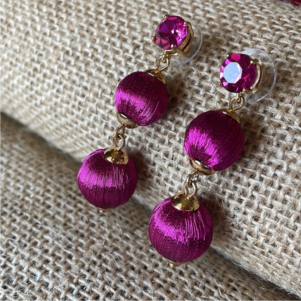 Kate Spade New York Women's Linear Graduated Ball Earrings (Fuchsia)